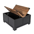 Pemberly Row Farmhouse Coffee Table with Hinged Lift Top & Storage in Black/Oak