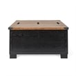 Pemberly Row Farmhouse Coffee Table with Hinged Lift Top & Storage in Black/Oak