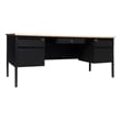 Pemberly Row 50x70 Double Pedestal Desk with 5 Locking Drawers in White Oak