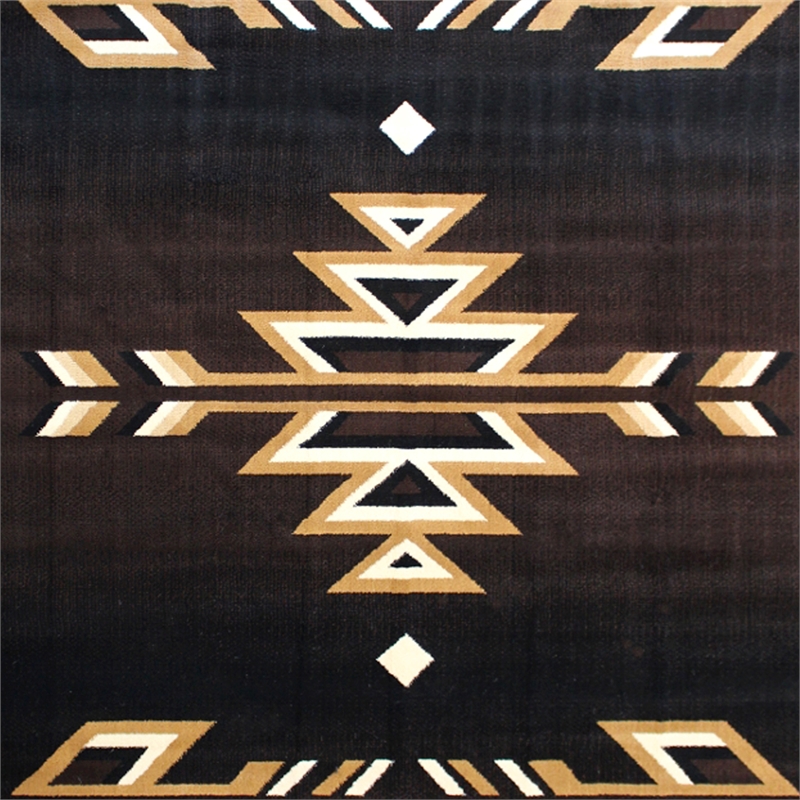 Pemberly Row Southwestern 5' x 7' Area Rug in Shades of Brown Beige and Black