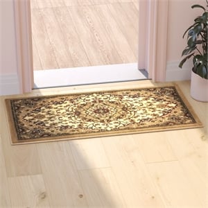 Pemberly Row 2' x 3' Medallion Motif Olefin Area Rug in Ivory