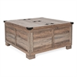 Pemberly Row Farmhouse Coffee Table with Hinged Lift Top & Storage in Gray Wash