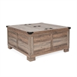 Pemberly Row Farmhouse Coffee Table with Hinged Lift Top & Storage in Gray Wash