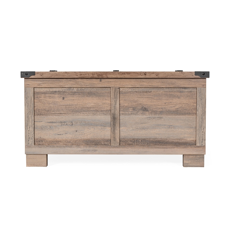 Pemberly Row Farmhouse Coffee Table with Hinged Lift Top & Storage in Gray Wash
