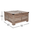 Pemberly Row Farmhouse Coffee Table with Hinged Lift Top & Storage in Gray Wash