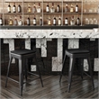 Pemberly Row All-Weather Black Backless Counter Stools with Black Seat Set of 4