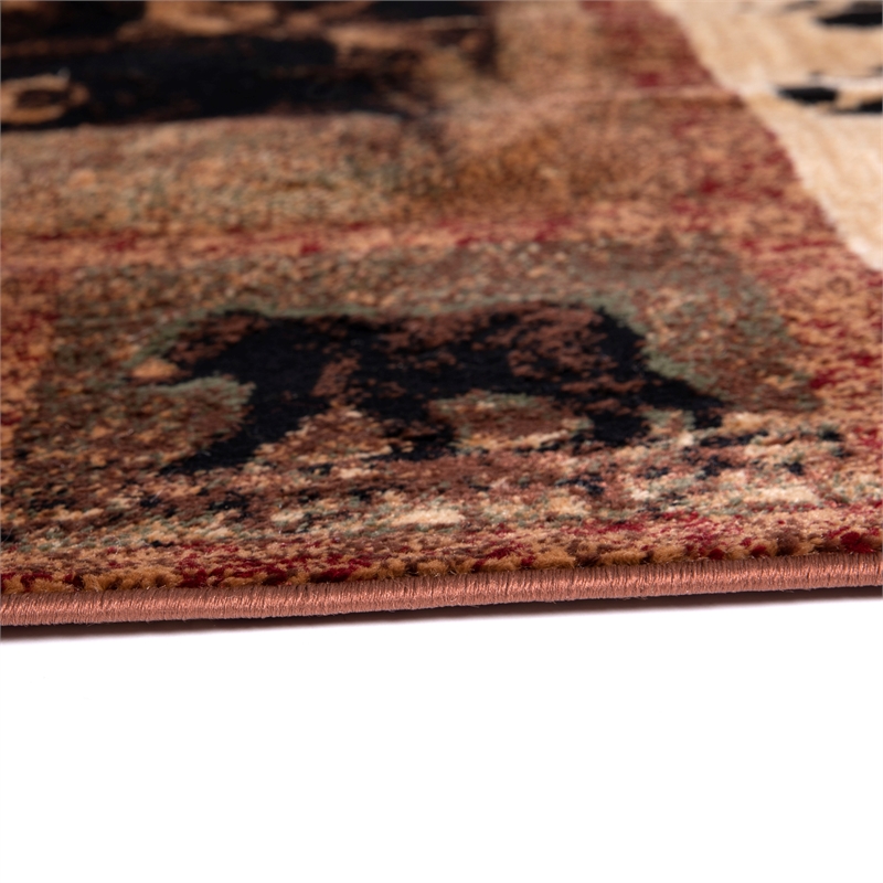Pemberly Row Mother Bear with 2 Cubs 6' x 9' Indoor Area Rug in Brown