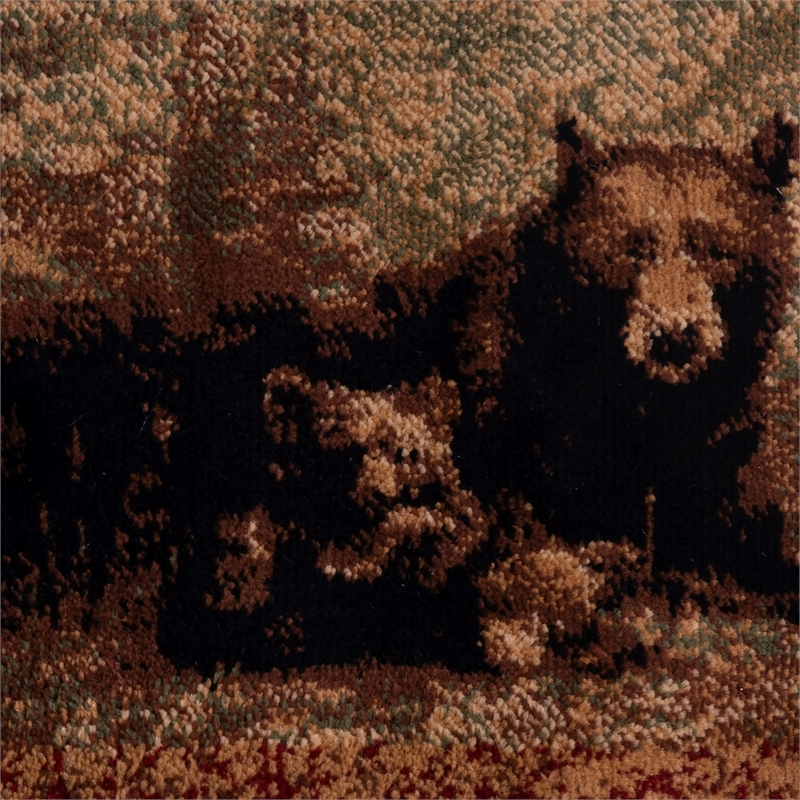 Pemberly Row Mother Bear with 2 Cubs 6' x 9' Indoor Area Rug in Brown