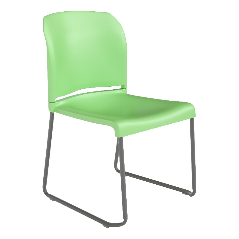 Pemberly Row Green Full Back Contoured Stack Chair with Sled Base
