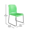 Pemberly Row Green Full Back Contoured Stack Chair with Sled Base