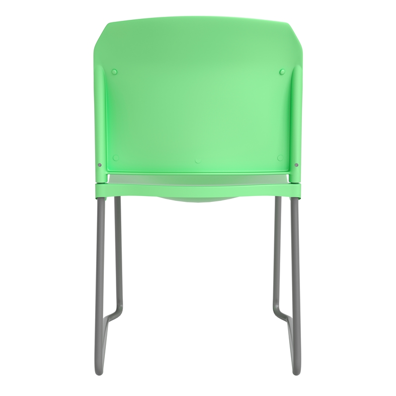 Pemberly Row Green Full Back Contoured Stack Chair with Sled Base