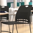 Pemberly Row Plastic Stack Chair with Steel Sled Base in Black
