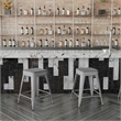 Pemberly Row All-Weather Silver Backless Counter Stools with Gray Seat Set of 4