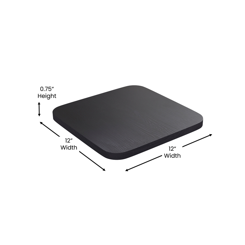 Pemberly Row All-Weather Black Backless Bar Stools with Black Seat Set of 4