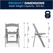 Pemberly Row Kids Gray Resin Folding Chair with Waterproof Padded Seat