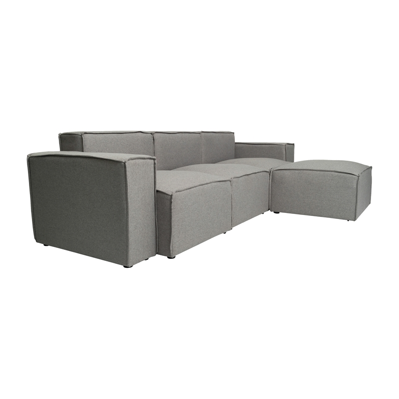 Pemberly Row 4 Piece Modular Sectional Sofa with Ottoman in Gray