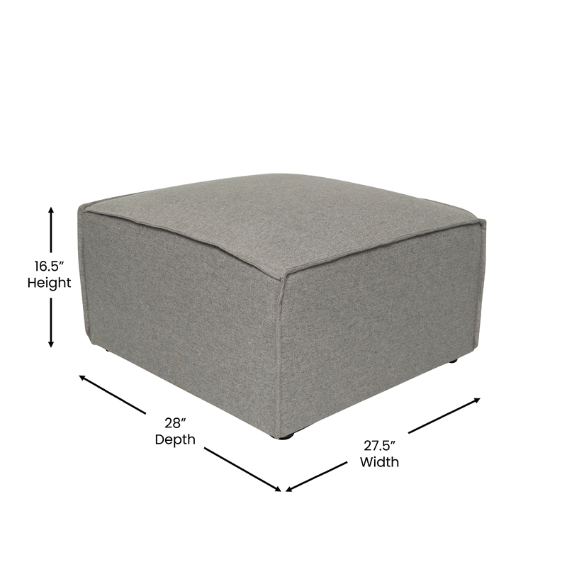 Pemberly Row Contemporary Modular Sectional Sofa Ottoman in Gray