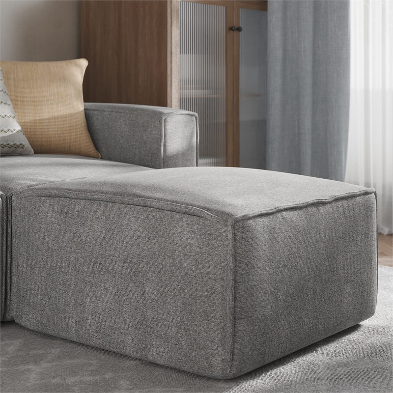 Pemberly Row Contemporary Modular Sectional Sofa Ottoman in Gray