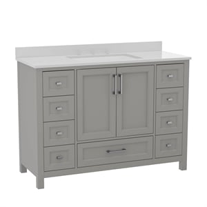 Pemberly Row 48&quot Bathroom Vanity with Sink Cabinet and 9 Drawers in Gray