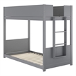 Pemberly Row Twin Over Twin Solid Wood Bunk Bed Frame for Kids in Gray