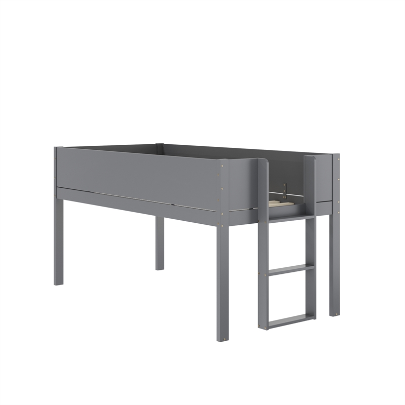 Pemberly Row Twin Over Twin Solid Wood Bunk Bed Frame for Kids in Gray