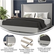 Pemberly Row King Upholstered Platform Bed with Channel Stitched Headboard