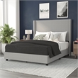 Pemberly Row Queen Upholstered Platform Bed with Channel Stitched Headboard