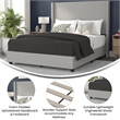 Pemberly Row Queen Upholstered Platform Bed with Channel Stitched Headboard
