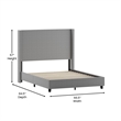 Pemberly Row Queen Upholstered Platform Bed with Channel Stitched Headboard