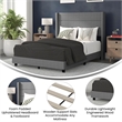 Pemberly Row Full Upholstered Platform Bed with Wingback Headboard in Gray