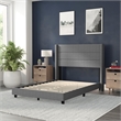 Pemberly Row Full Upholstered Platform Bed with Wingback Headboard in Gray