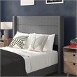 Pemberly Row Full Upholstered Platform Bed with Wingback Headboard in Gray
