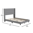 Pemberly Row Full Upholstered Platform Bed with Wingback Headboard in Gray