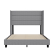 Pemberly Row Full Upholstered Platform Bed with Wingback Headboard in Gray