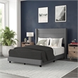 Pemberly Row Full Upholstered Platform Bed with Wingback Headboard in Gray