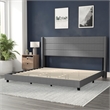 Pemberly Row King Upholstered Platform Bed with Wingback Headboard in Gray
