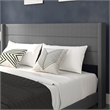 Pemberly Row King Upholstered Platform Bed with Wingback Headboard in Gray