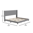 Pemberly Row King Upholstered Platform Bed with Wingback Headboard in Gray