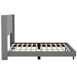 Pemberly Row King Upholstered Platform Bed with Wingback Headboard in Gray