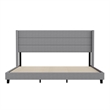 Pemberly Row King Upholstered Platform Bed with Wingback Headboard in Gray