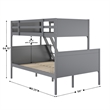 Pemberly Row Twin Over Full Solid Wood Bunk Bed Frame for Kids in Gray