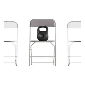 Pemberly Row Wide and Tall Gray Plastic Folding Chairs Set of 4