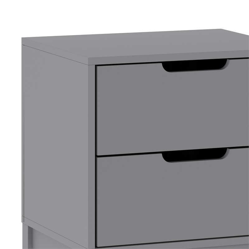 Pemberly Row Kids Solid Wood Nightstand with 2 Storage Drawers in Gray