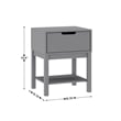 Pemberly Row Kids Nightstand with Storage Drawer and Shelf in Gray