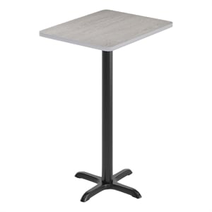 Pemberly Row 24&quot x 30&quot Gray Dining Table Top with Black Bar Height X Base