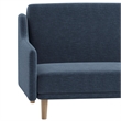 Pemberly Row Split Back Futon Sofa with Curved Arms and Solid Wood Legs in Navy
