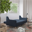 Pemberly Row Split Back Futon Sofa with Curved Arms and Solid Wood Legs in Navy