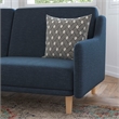Pemberly Row Split Back Futon Sofa with Curved Arms and Solid Wood Legs in Navy