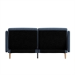 Pemberly Row Split Back Futon Sofa with Curved Arms and Solid Wood Legs in Navy