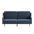 Pemberly Row Split Back Futon Sofa with Curved Arms and Solid Wood Legs in Navy